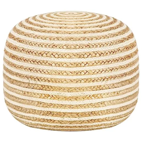 vidaXL Handgefertigter Sitzpuff aus Jute - Sitzsäcke: Stilvoller Pouf aus geflochtenem Jute mit EPS-Perlenfüllung für optimalen Komfort, ideal als Fußhocker oder Sitzgelegenheit in jedem Raum.