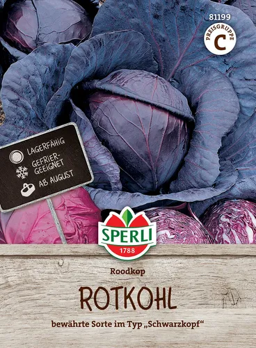Sperli Premium Rotkohl Samen Roodkop | Fein im Geschmack | Lagerfähig | Mittelgroß | Rotkohl Saatgut | Kohl Samen 81199