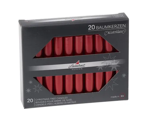 Steinhart Kerzen Adventskerze Baumkerzen Edelglanz Rubin Rot 95 x Ø 13 mm, 20 Stück