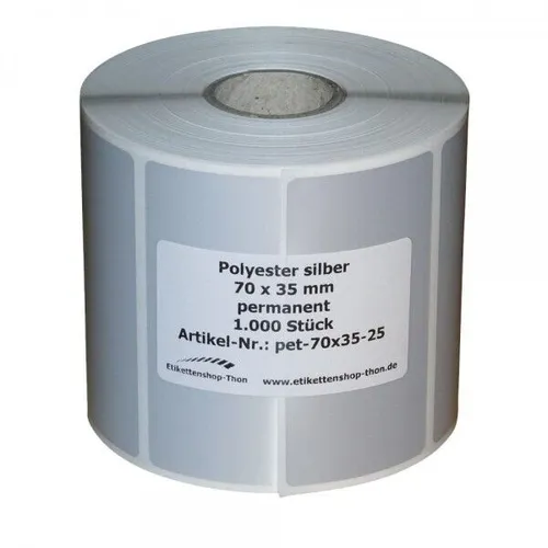 Typenschilder / Polyester Etiketten - 70 x 35 mm - 1000 Stück - Hülse 25 mm