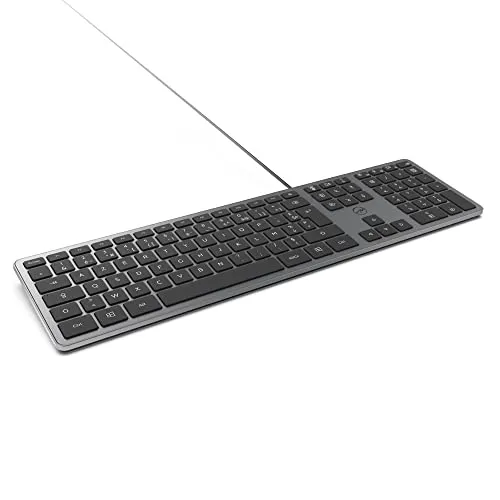 Mobility Lab PC-Tastatur, ultradünn, kabelgebunden, Space Grey - Elegante AZERTY-Tastatur mit sensitiven Tasten und Ziffernblock, ideal für Büro und Home Office. Direktzugriffstasten für schnellen Zugriff auf Rechner und Lautstärke.