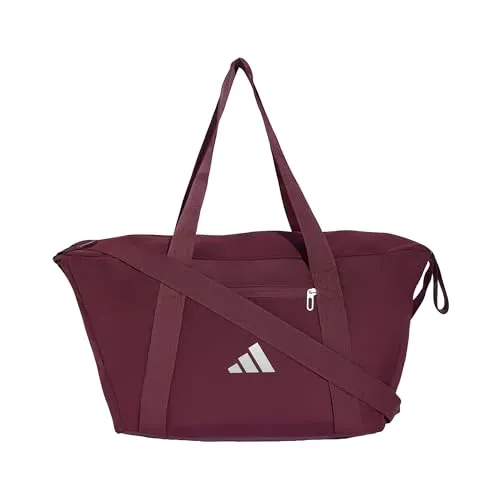 adidas Damen Sporttasche Duffel_Bag, Maroon/Silver met., One Size - Robuste Sporttasche mit 30,5 l Volumen und praktischer Reißverschlusstasche. Ideal für Fitness und Freizeit, aus 100 % recyceltem Polyester gefertigt.