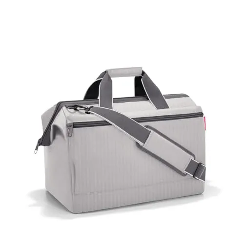 reisenthel allrounder L pocket herringbone grey - Reisetasche mit Trolley-Aufsteckfunktion, ideal für Reisen, Arbeit und Freizeit – viel Stauraum und hervorragender Tragekomfort.