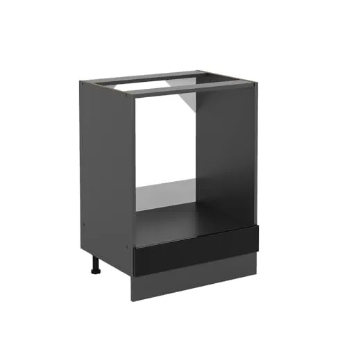 Vicco Herdumbauschrank R-Line, Schwarz Hochglanz, 60 cm von Vicco