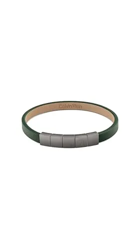 Calvin Klein Armband für Herren Kollektion MINIMALISTIC SQUARES mit Grünem Leder und Edelstahlverschluss - 35100063