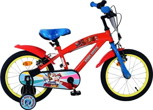 Paw Patrol Kinderfahrrad 16 Zoll - Rot mit Handbremsen - Cooles 16 Zoll Kinderfahrrad von Paw Patrol mit zwei Handbremsen, geschlossenen Kettenschutz und abnehmbaren Stützrädern. Höhenverstellbarer Sattel und Lenker für langanhaltenden Fahrspaß!