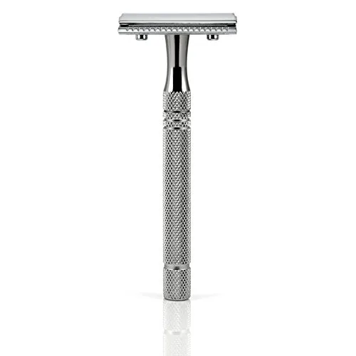 G&F TIMOR® UNISEX Rasierhobel GENTLE SHAVER - Nassrasierer aus Edelstahl mit 100 mm langem Griff für eine sanfte und nachhaltige Rasur. Inklusive 1 Timor Rasierklinge, Made in Germany.