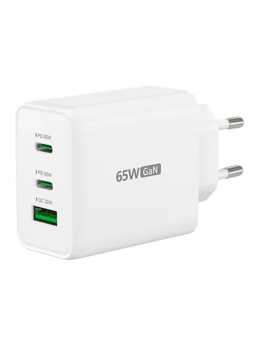 j5create Wall Charger GaN 65W - 3-Port Ladegerät mit 2x USB-C und 1x USB-A - Ladegeräte mit 65 W Leistung, ideal für gleichzeitiges Laden von 3 Geräten. Kompaktes Design mit GaN-Technologie und umfassendem Schutz für Ihre Geräte.
