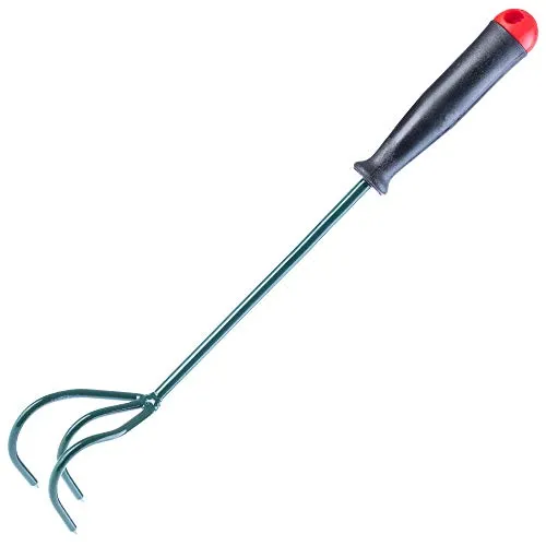 KADAX Grubber mit 3 Zinken, kleine Blumenkralle mit Stiel, Gartenzubehör aus Metall, Gartenhacke zum Lockern des Bodens, Kultivator für Garten, Blumenharke (30cm)