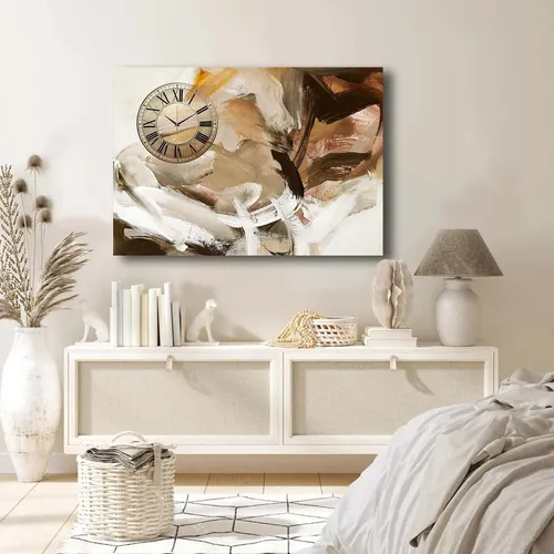 Opviq Dekorative Leinwand-Wanduhr 70 x 100 cm