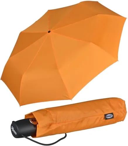 iX-brella Leichter Solider Taschenschirm mit Auf-Zu-Automatik - mid Class - orange