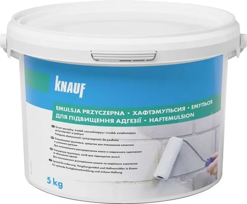 Knauf Haftemulsion 5 kg - Revisionsklappen & -türen, hochwertige Haftemulsion für optimale Haftung von Putzen und Anstrichen auf schwierigen Untergründen.