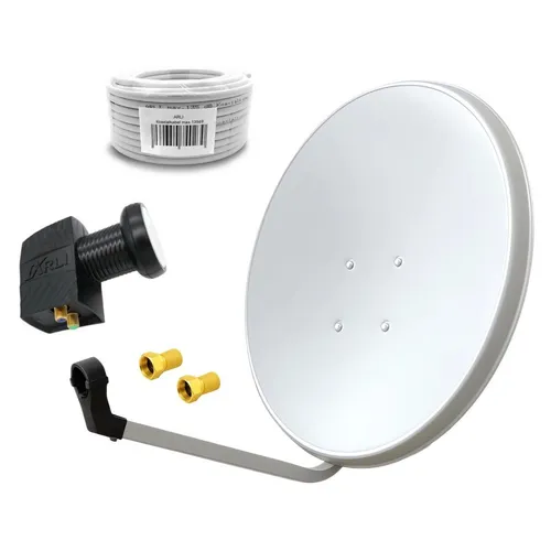 60cm HD Sat Anlage mit Twin LNB und 15m Koaxialkabel - Hochwertige SAT-Antenne für digitales Fernsehen, extrem wetterbeständig und mit 135dB Koaxialkabel für störungsfreien Empfang von UHD 4K-Signalen.