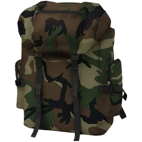 vidaXL BW Kampfrucksack 65L Camouflage - Rucksack für Militär und Outdoor, aus robustem 600D Polyester, wasserabweisend, mit 65L Fassungsvermögen und mehreren Taschen für optimale Organisation.