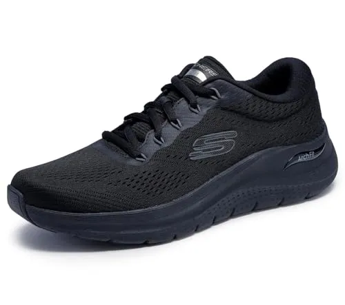 Skechers Slip-Ins Arch Fit 2.0 Lestur-Trainer, Schwarz 45 EU - Slipper & Loafer mit freihändigen Slip-ins, exklusivem Fersenkissen und veganen Materialien für höchsten Komfort und umweltbewussten Style.