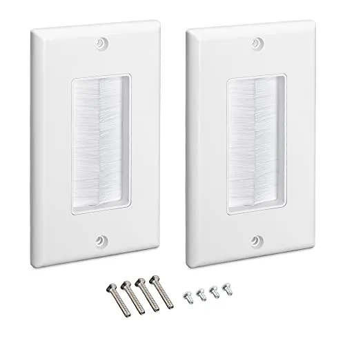 kwmobile 2X Blende Kabeldurchführung Unterputz mit Pinsel - Unterputzdose Deckel Abdeckung - Kabel Eintritt Austritt - Weiß-Weiß