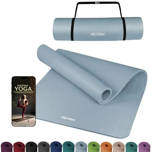 ALPIDEX Yogamatte Extra Dick 1,5 cm Gymnastikmatte 3 Größen E-Book rutschfest Phthalatfrei Fitness Matte Turnen Pilates Sport Physio HIIT Yoga Trainingsmatte Isomatte, Ice Blue, 190 x 60 x 1.5 cm