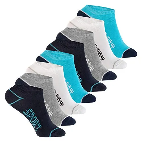 Footstar Kinder Sneaker Socken (8 Paar) Bunte Kurzsocken für Mädchen & Jungen - Blau-Grau 31-34