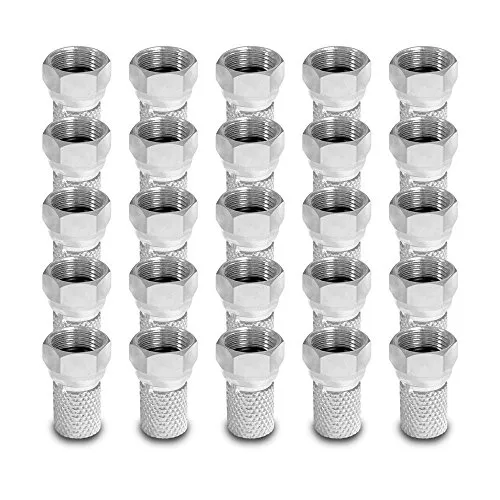 ARLI 25x F-Stecker 7 – 7,4 mm – Sat Antennen TV Koaxialstecker mit breiter Mutter & Dichtring | Für LNB Multischalter Receiver Antennentechnik