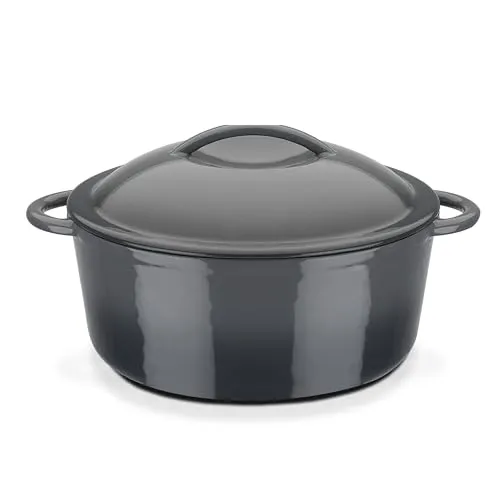 GSW 716345 Grey Shadow Kochtopf mit Deckel, Gusseisen, grau/creme - ⌀24 - Kochtopf aus Gusseisen, ideal zum Braten, Schmoren und Kochen. Mit gleichmäßiger Wärmeverteilung und Dunstzapfen für vollen Geschmack. Geeignet für alle Herdarten und backofengeeignet bis 240°.