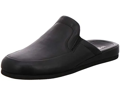 Rohde Varberg Herren Pantoffeln 6607 90 schwarz, Schuhgröße 46 EU - Hausschuhe aus hochwertigem Leder, ideal für ganzjährige Nutzung und optimalen Tragekomfort.