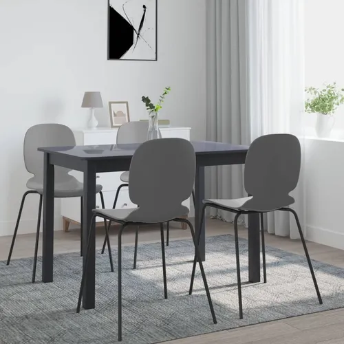 The Living Store Esstisch Schwarz 114x71x75 cm Gummiholz Massiv
