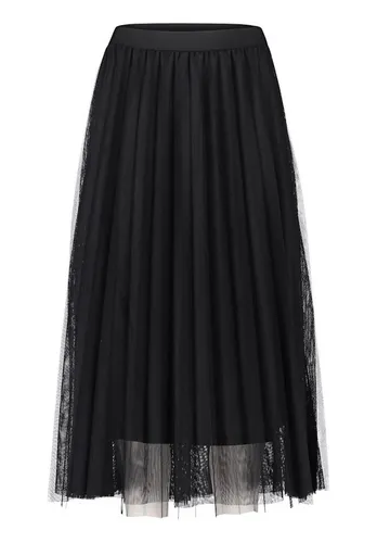Betty & Co Damen Midirock mit Plissee - Eleganter Midirock in Schwarz mit figurschmeichelndem Plissee und praktischem Gummizug für bequemen Sitz. Ideal für vielseitige Outfits, perfekt für jede Gelegenheit!