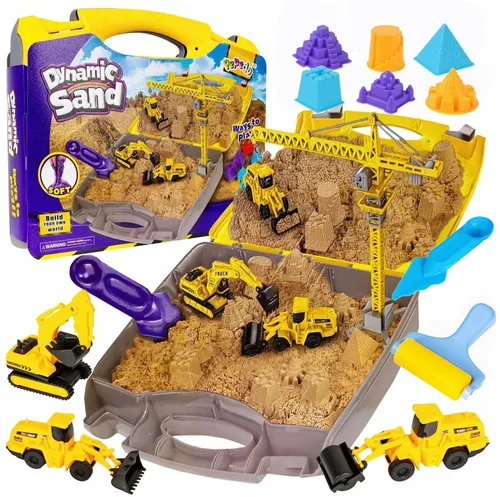 Kinetischer Sand Baustellen-Set mit Kran und Fahrzeugen