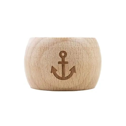 Bow & Hummingbird - 2344022 - Serviettenring und Eierbecher in einem Produkt, Maritim, Anker, Holz, Durchmesser: 4cm