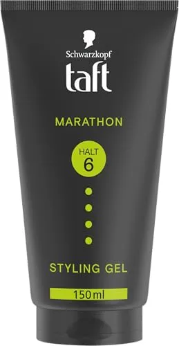 Schwarzkopf TAFT Marathon Styling Gel (150ml), bis zu 72 Stunden langanhaltender Halt für energiegeladene Frisuren, sanft zu Haar und Kopfhaut, veganes, Haarstyling-Gel