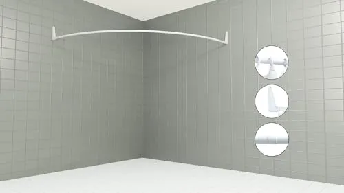 Erica Duschvorhangstange Ecke, 140x140 cm - Duschvorhangwinkelstange für Wandmontage, 100% rostfrei und ohne Deckenbefestigung, ideal für einfache Installation in Ihrem Badezimmer.