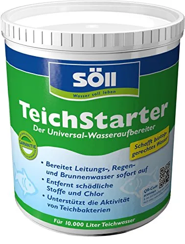 Söll Wasseraufbereiter 1 Kg Teichstarter - Wasserpflege & Algenmittel, ideal für die biologische Teichsanierung und fördert das Wachstum nützlicher Bakterien.