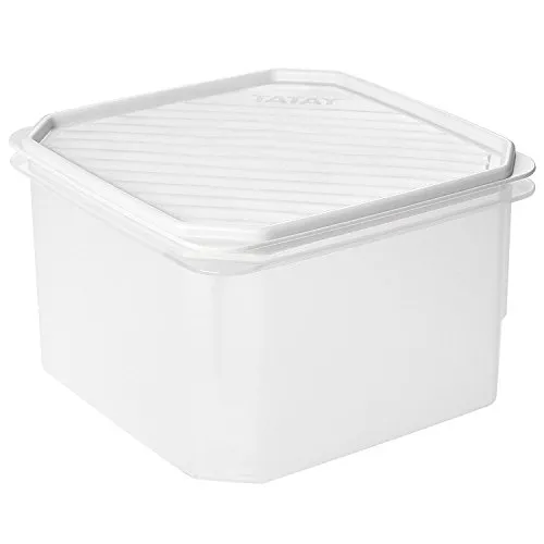 TATAY Frischhaltedose 2,9L Top Flex | Druckdeckel | Vorratsdosen mit Deckel Luftdicht | Geeignet für Mikrowelle, Spülmaschine, Kühlschrank, Gefrierfach | Kunststoff BPA-frei | 18,5x18,5x12,2 cm, Weiß