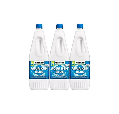 THETFORD Thetford Aqua Kem Blue 2 Liter Toilettenreiniger Sanitärflüssigkeit WC-Reiniger (Set, [3-St. 2 Liter Flasche Sanitärflüssigkeit für die Toilette Thetford, Aqua Kem Blue, 2 Liter, Für Campingtoiletten)