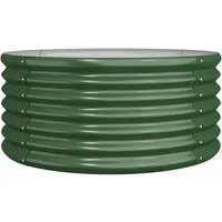 vidaXL Pflanzkübel aus pulverbeschichtetem Stahl 80x80x36 cm in Grün - Garten-Zubehör mit wetterbeständigem Material, ideal für stilvolle Pflanzenarrangements im Innen- und Außenbereich.