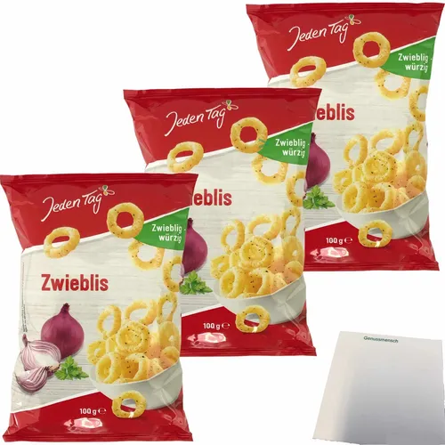 Jeden Tag Zwieblis zwieblig würzig Zwiebelringe 3x100g Packung usy Block