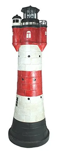 colourliving Leuchtturm Roter Sand groß 80 cm - Deko Leuchtturm für Garten - beeindruckender Solar LED Leuchtturm mit drehendem Reflektor und Dämmerungssensor für automatisches Licht, perfekt für Teich und Garten.