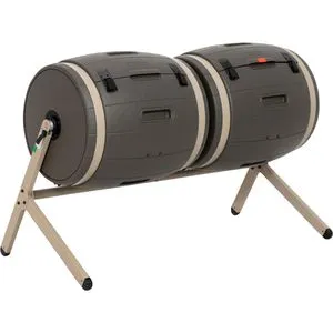 Lifetime Trommelkomposter 2er Set | 380 L | Platzsparend und rückenschonend - Komposter | Mobiles 2er Set mit 380 L für effizientes Kompostieren ohne Bücken. Die drehbaren Trommeln beschleunigen den Verrottungsprozess und sparen Zeit!