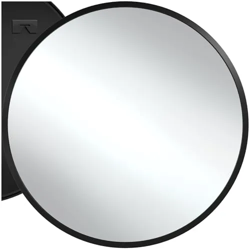 tectake® runder Wandspiegel schwarz