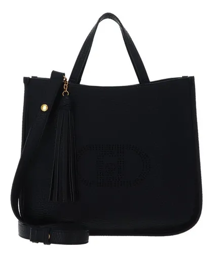 LIU JO Ama Tote M Nero - Elegante Damen-Henkeltasche - Damen-Henkeltaschen mit markant genarbtem Design und dekorativem Quastenanhänger, ideal um jedes Outfit aufzuwerten. Maße: 33 x 28 x 15,5 cm.
