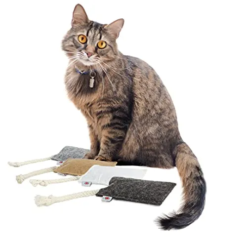 CanadianCat Company | 4er Pack | Filzkissen FELTY mit je 5gr. Katzenminze | Knuddel Kissen für Katzen | Schmusekissen