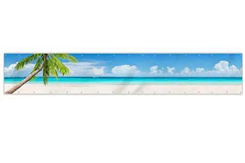 MuchoWow® Balkon Sichtschutz Sichtschutzmatte Balkonbanner Abdeckung für Terrasse Balkon Windschutz Blickdicht Wetterfest 500x90 cm Sommer - Palme - Strand - Tropisch