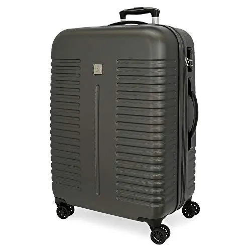 Roll Road India Mittlerer Koffer Grau 48x70x27 cms Hartschalen ABS Kombinationsschloss 75L 3,7Kgs 4 Doppelräder Erweiterbar