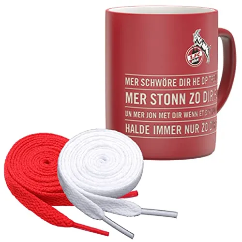 1. FC Köln Tasse Hymne + 2 Paar Fan-Schnürsenkel