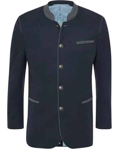 Reitmayer Janker Blau/Grau 52 - Funktionsjacke aus Baumwolle mit Stretchanteil, kontrastfarbiger Paspelierung und stylischen Metall-Münzknöpfen für optimalen Tragekomfort.