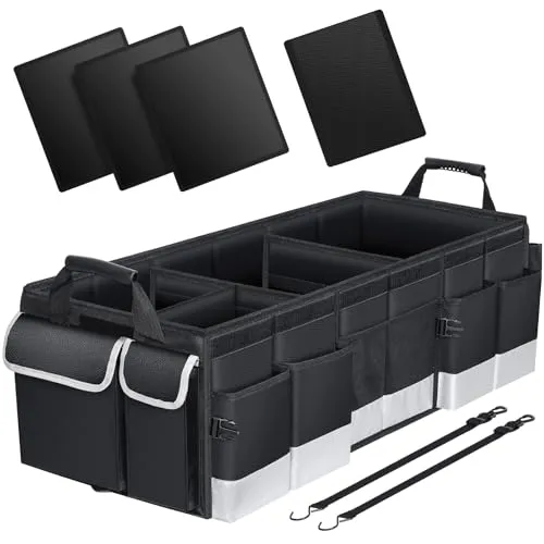Oasser Kofferraum Organizer faltbar 95L mit integrierter 20L Kühltasche und Deckel Auto Organizer 50kg Tragkraft vielseitig einsetzbar extra groß XXL