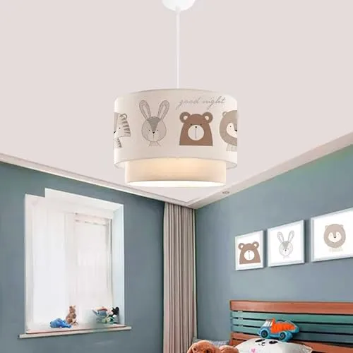 lux.pro Kinderzimmer Lampe Lurgan - Spielerische Deckenleuchte mit Tieren-Motiv - Lampen für Kinderzimmer, mit höhenverstellbarem Design und farbenfrohem Stoffschirm für sanfte Beleuchtung und ein harmonisches Raumgefühl.