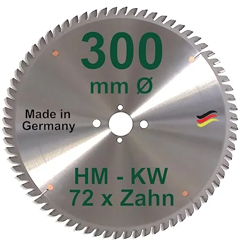 HM Sägeblatt 300 x 30 mm mit 72 Zähnen für Kreissäge - Hochwertiges Ersatzsägeblatt mit 300 mm Durchmesser und 72 W-Hartmetallzähnen. Ideal für präzise Schnitte und professionelle Anwendungen. Made in Germany, für langlebige Leistung und hohe Stabilität.