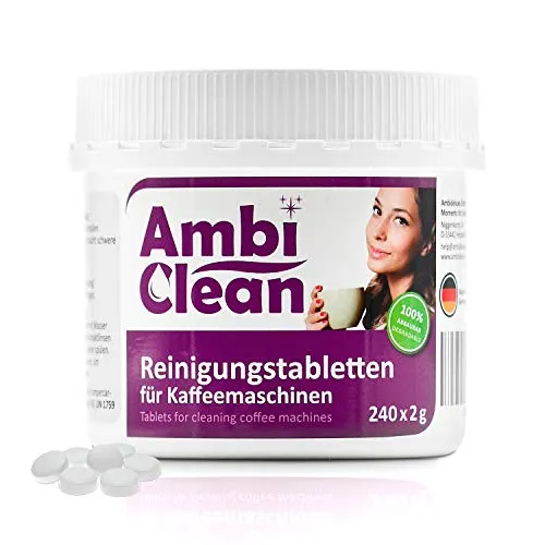 AmbiClean Reinigungstabletten für Kaffeemaschinen | Gründlich | Geschmacksneutral | Kaffeefettlöser und Kaffeeöllöser für Jura, Siemens, Delonghi, Krups, Melitta, Bosch uvm. | 240 Stück