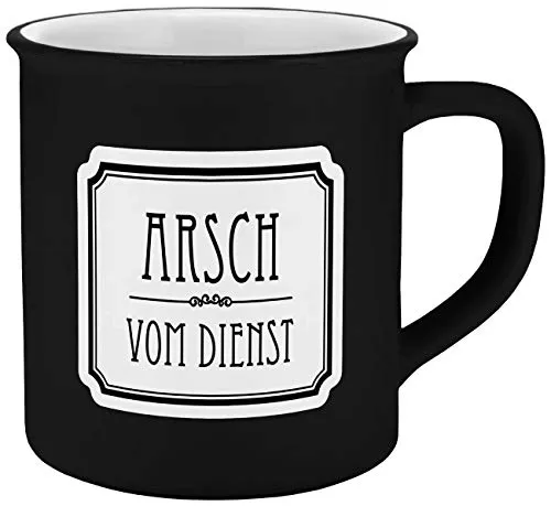 Tasse Arsch vom Dienst Emaille-Optik 400ml, Weiß Oder Transparent
